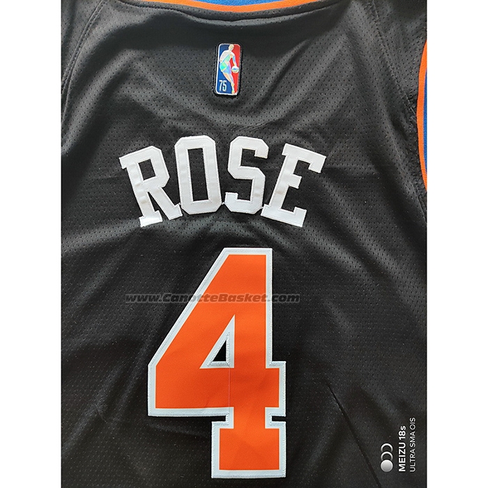 Maglia New York Knicks Derrick Rose NO 4 Citta 2021-22 Nero